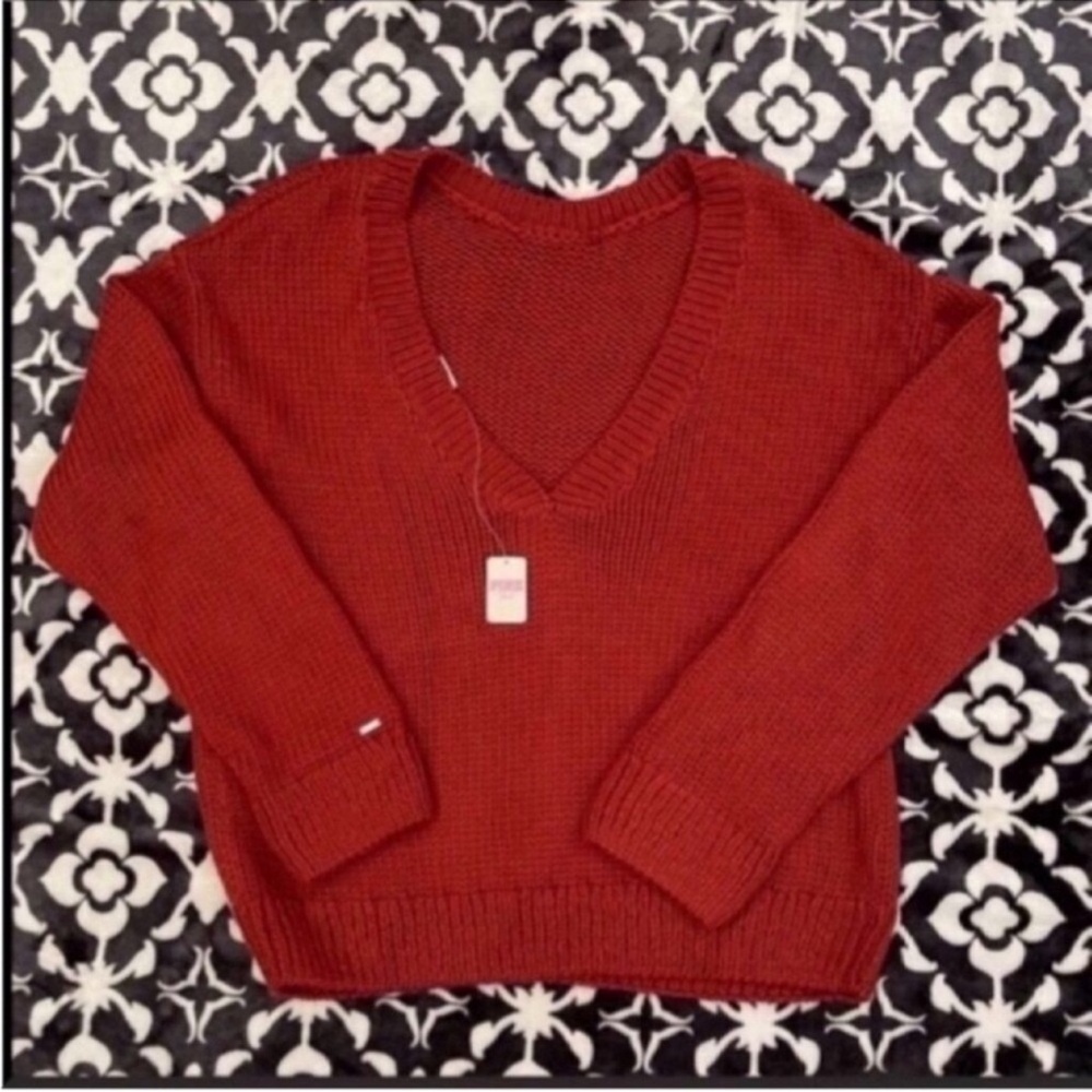 Pink Victoria’s Secret BOYFRIEND V-NECK SWEATER